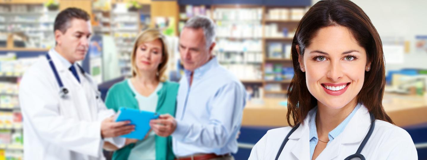 Pharmacist explaining medication  
